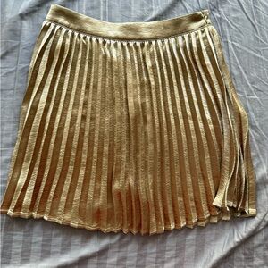 Lulu's Gold Pleated Mini Skirt
